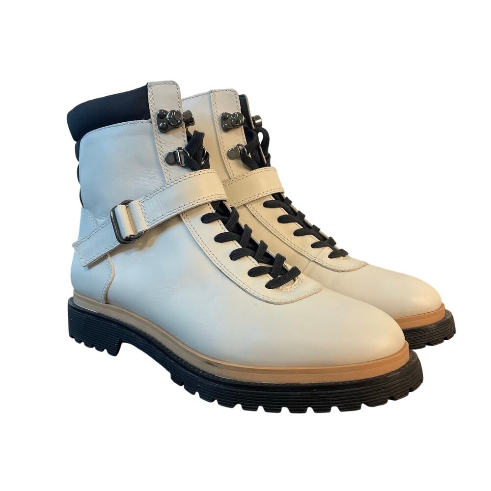 SARTO by Franco Sarto Alexia Waterproof Leather Combat Boots Ivory White 10M